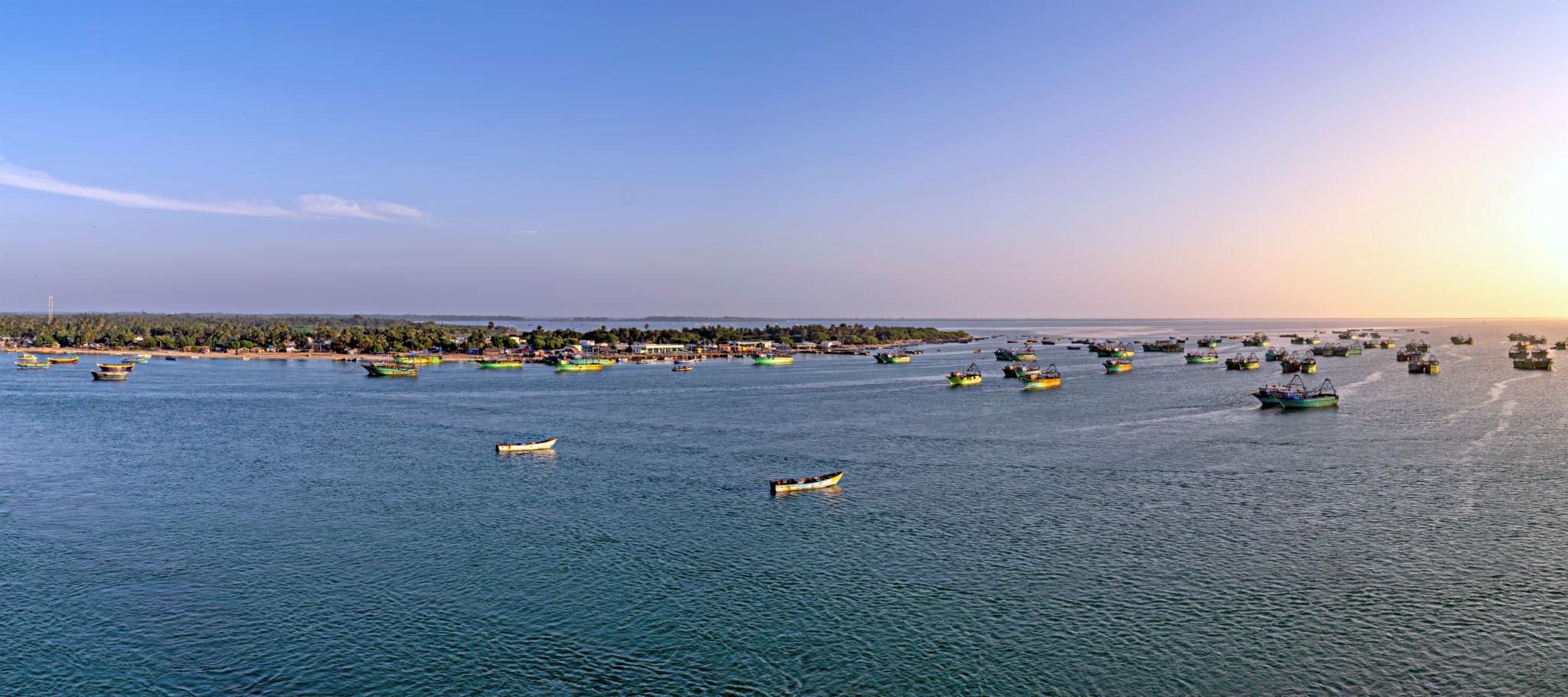 Serene seascape surrounding Rameshwaram island